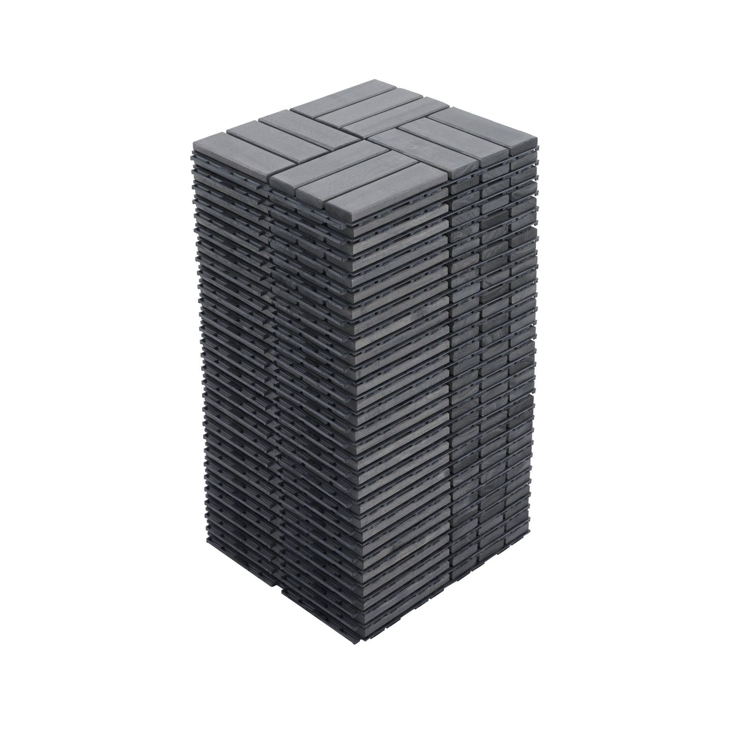 Acacia Wood Interlocking Deck Tiles Checker Pattern For Outdoor Flooring