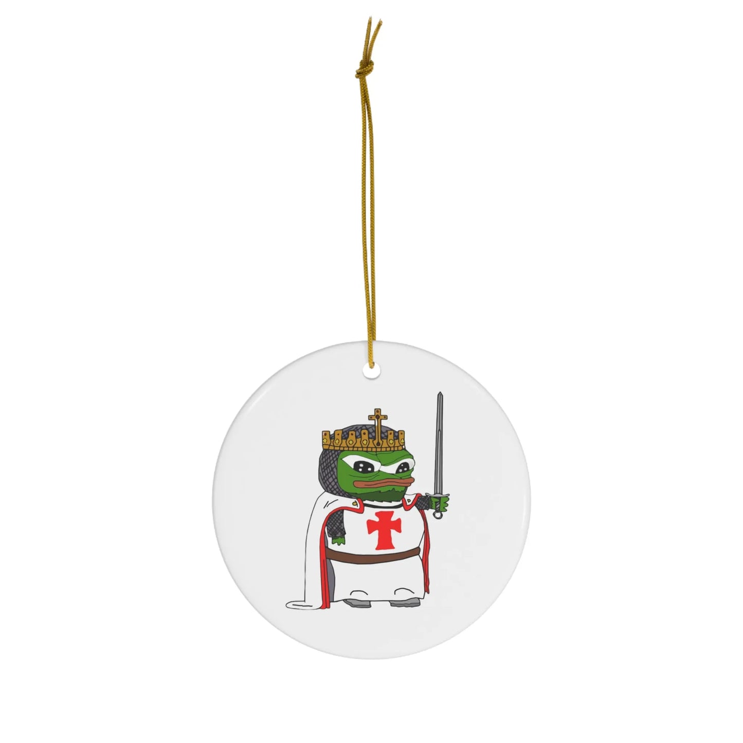 Pepe the Crusader Knight Ceramic Ornaments - Deus Vult Christmas - 4LibertyShop.com