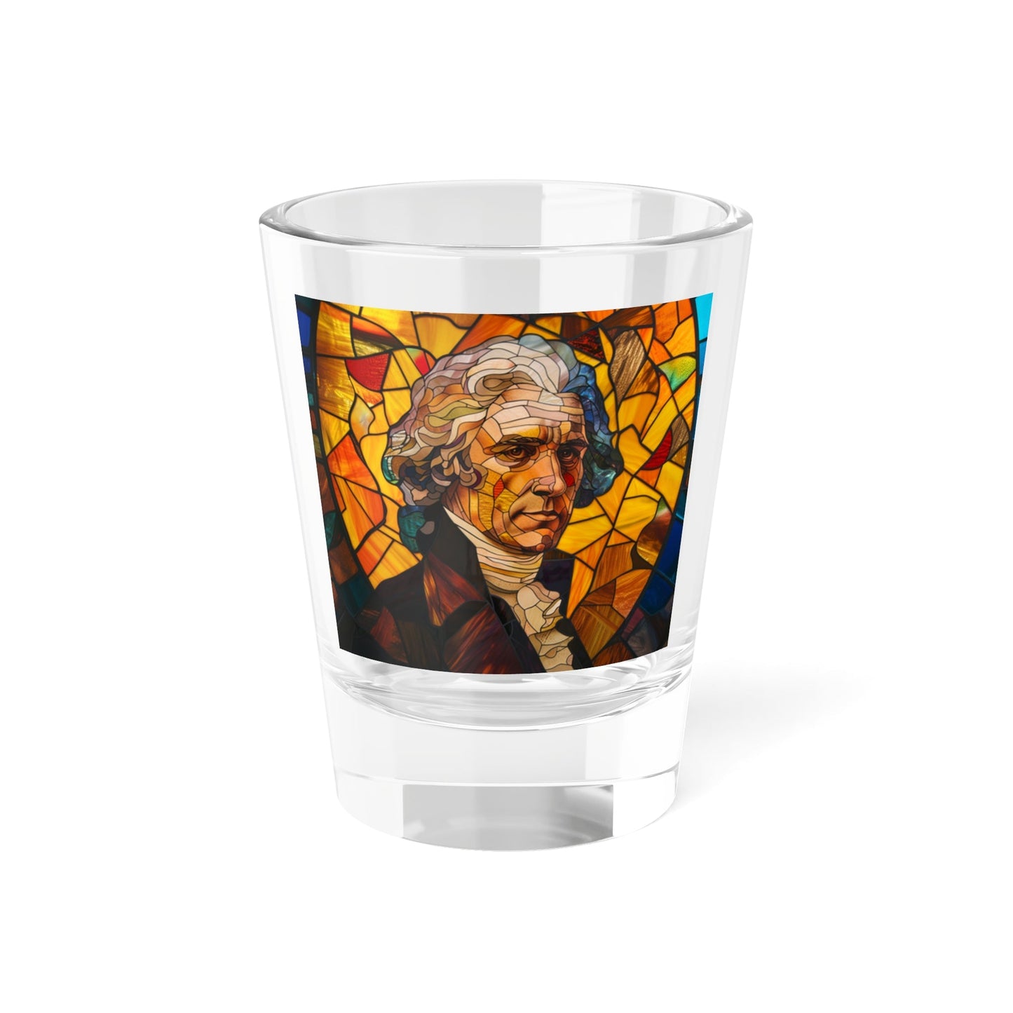 Thomas Jefferson Stained Glass Shot Glass, 1.5oz - 4LibertyShop.com