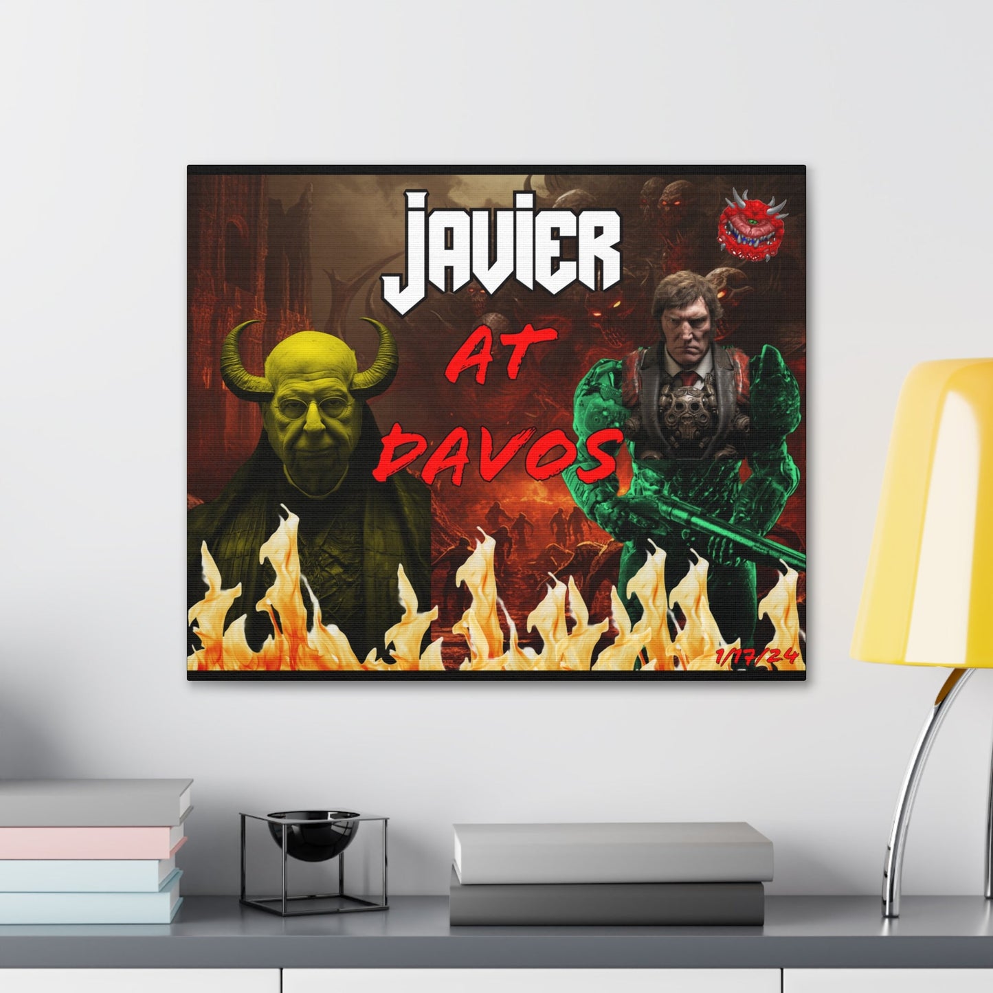Javier Milei Space Marine in Davos Canvas Print