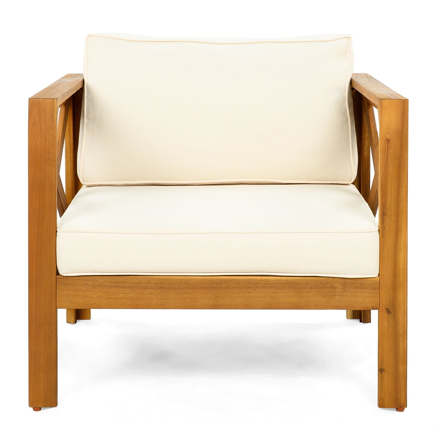 Patio Conversation Set with Foldable Acacia Wood Side Table and Cushions