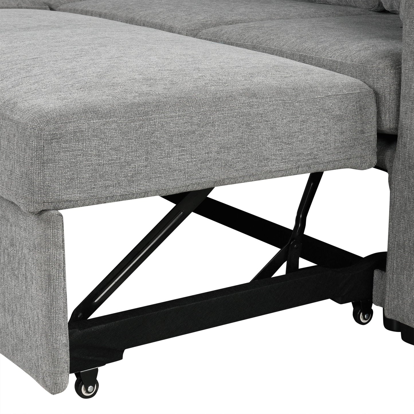 Convertible U-Shaped Sectional Sofa With Pull-Out Bed
