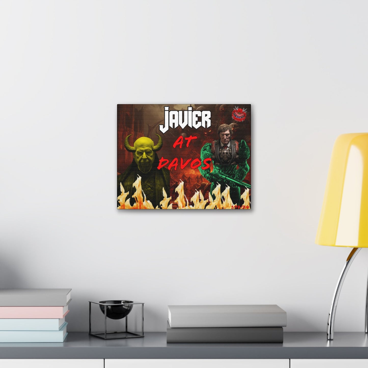 Javier Milei Space Marine in Davos Canvas Print
