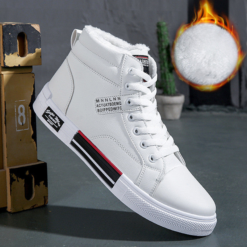 New High-top Sneakers With Velvet To Keep Warm