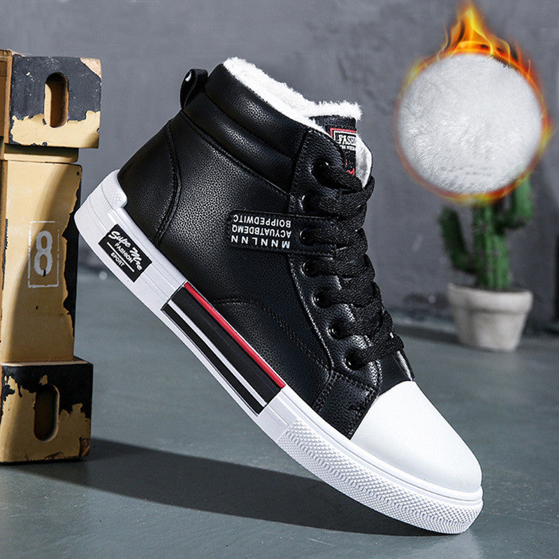 New High-top Sneakers With Velvet To Keep Warm