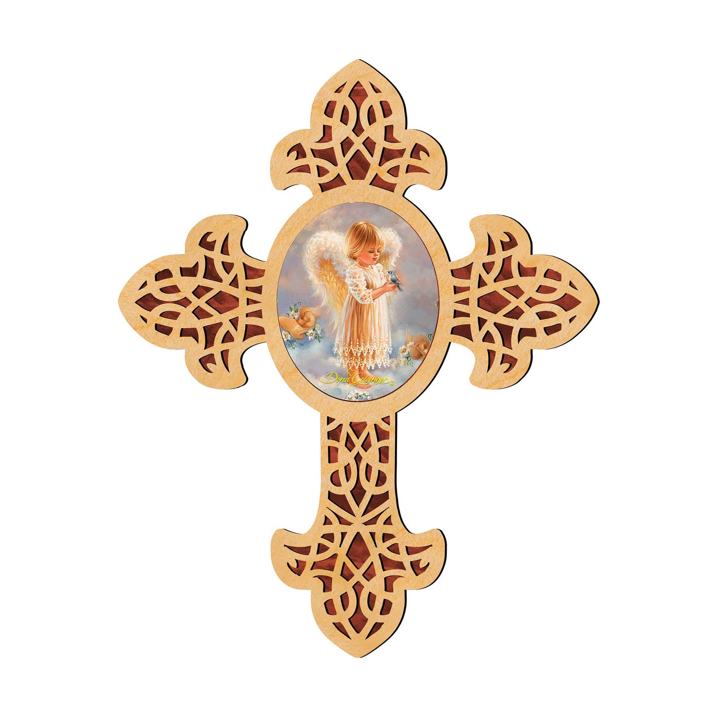 Girly Angel Pointy Wooden Cross by D. Gelsinger - Inspirational Icon Decor - 88388-DG