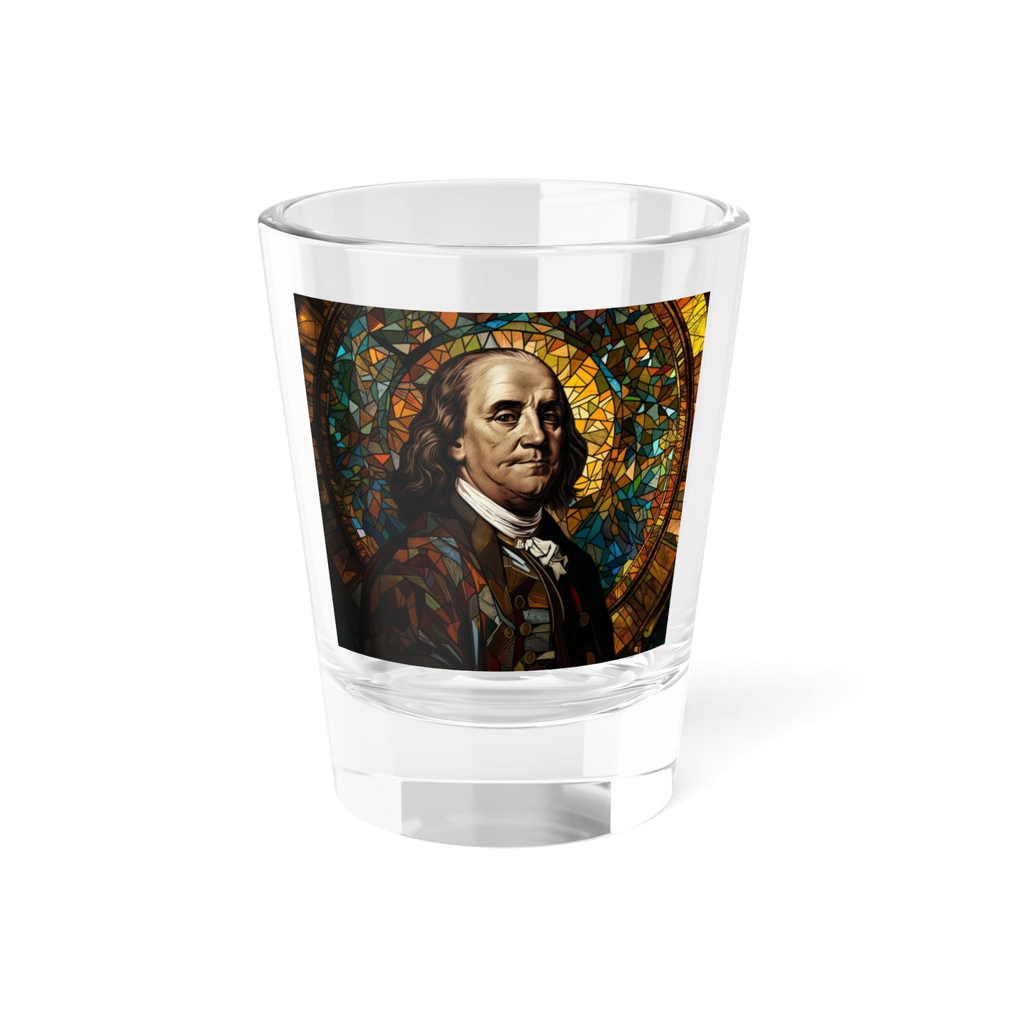 Benjamin Franklin Stained Glass Shot Glass, 1.5oz - 4LibertyShop.com