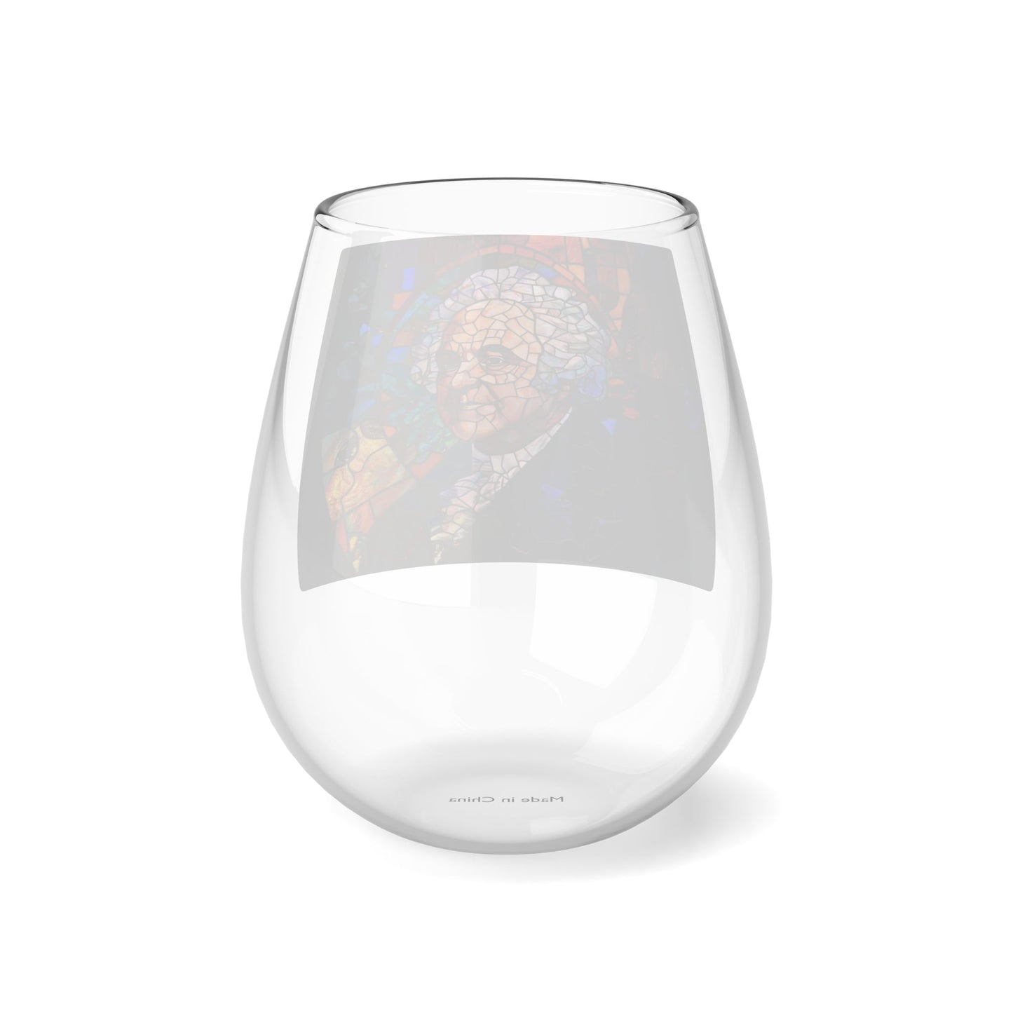 John Adams Stained Glass Wine Glass - Founding Fathers Stemless Wine Glass - 4LibertyShop.com