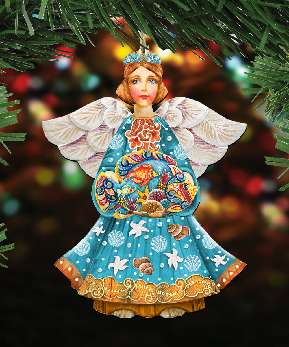 Coastal Wooden Ornaments Set of 3 by G. DeBrekht - Coastal Holiday Decor - 8100036S3