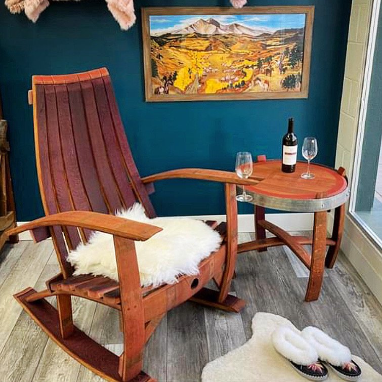 Colorado Ski Furniture Wine or Whiskey Barrel Chair