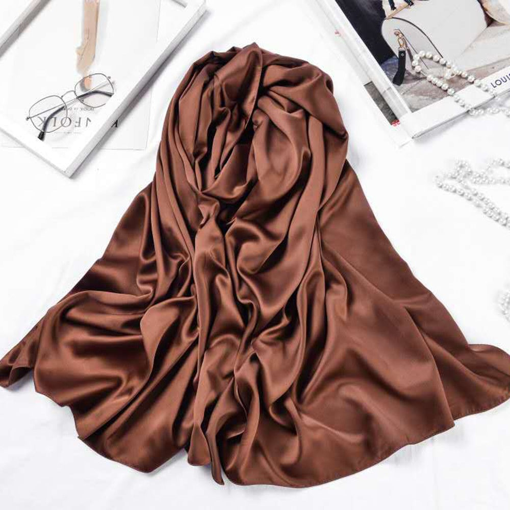 Malaysia bawal 110*110cm Large Square Scarf Single Color Matte Satin Silk Scarf Women's Headscarf Shawl