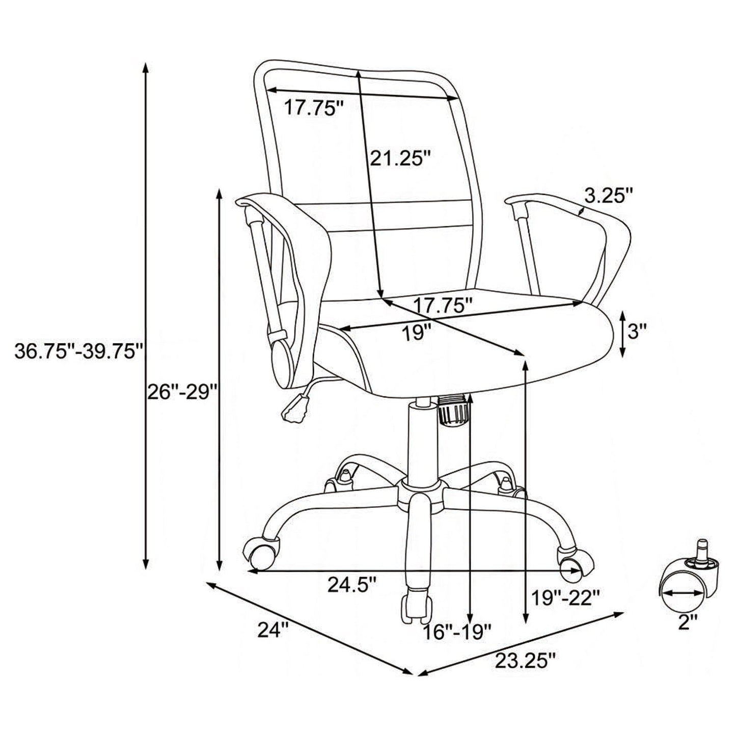 Swivel Office Chair With Base Adjustable Height - Black