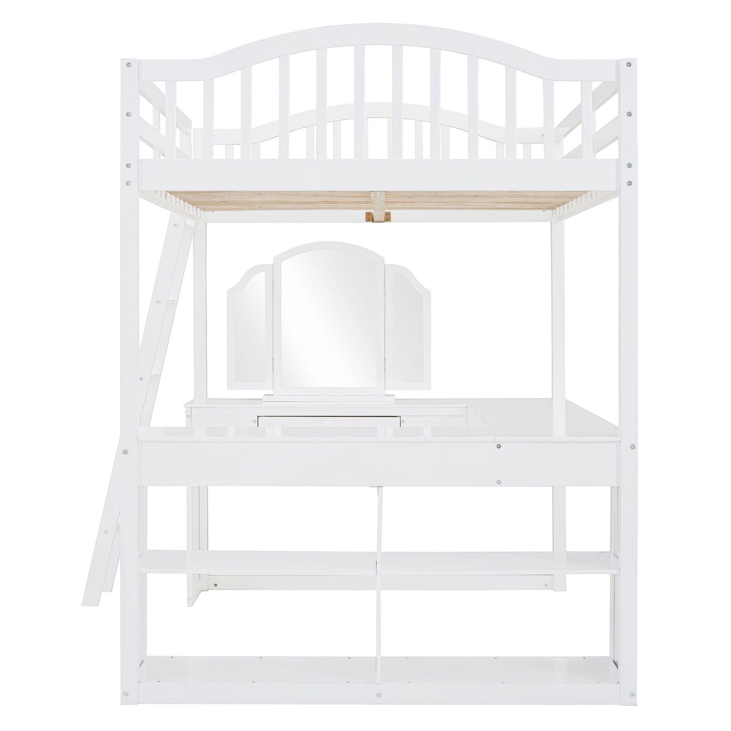 Loft Bed With Drawers, Cabinet, Shelves With Desk