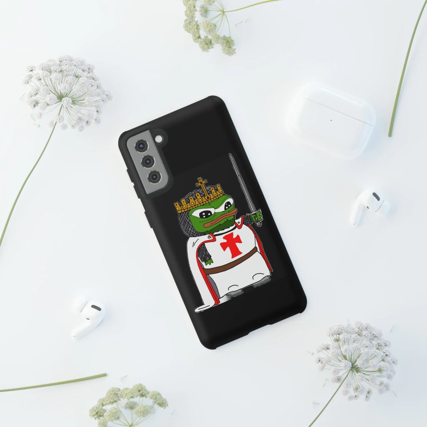 Crusader Pepe Cell Phone Case - Deus Vult Knight Phone Cover - 4LibertyShop.com