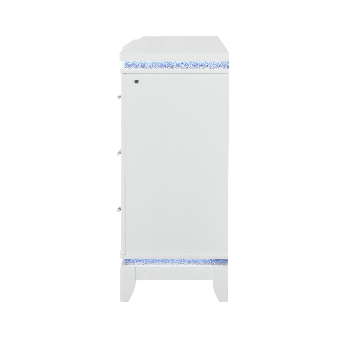 Adalid - Dresser With LED Light And Glittered Drawer Fronts - White