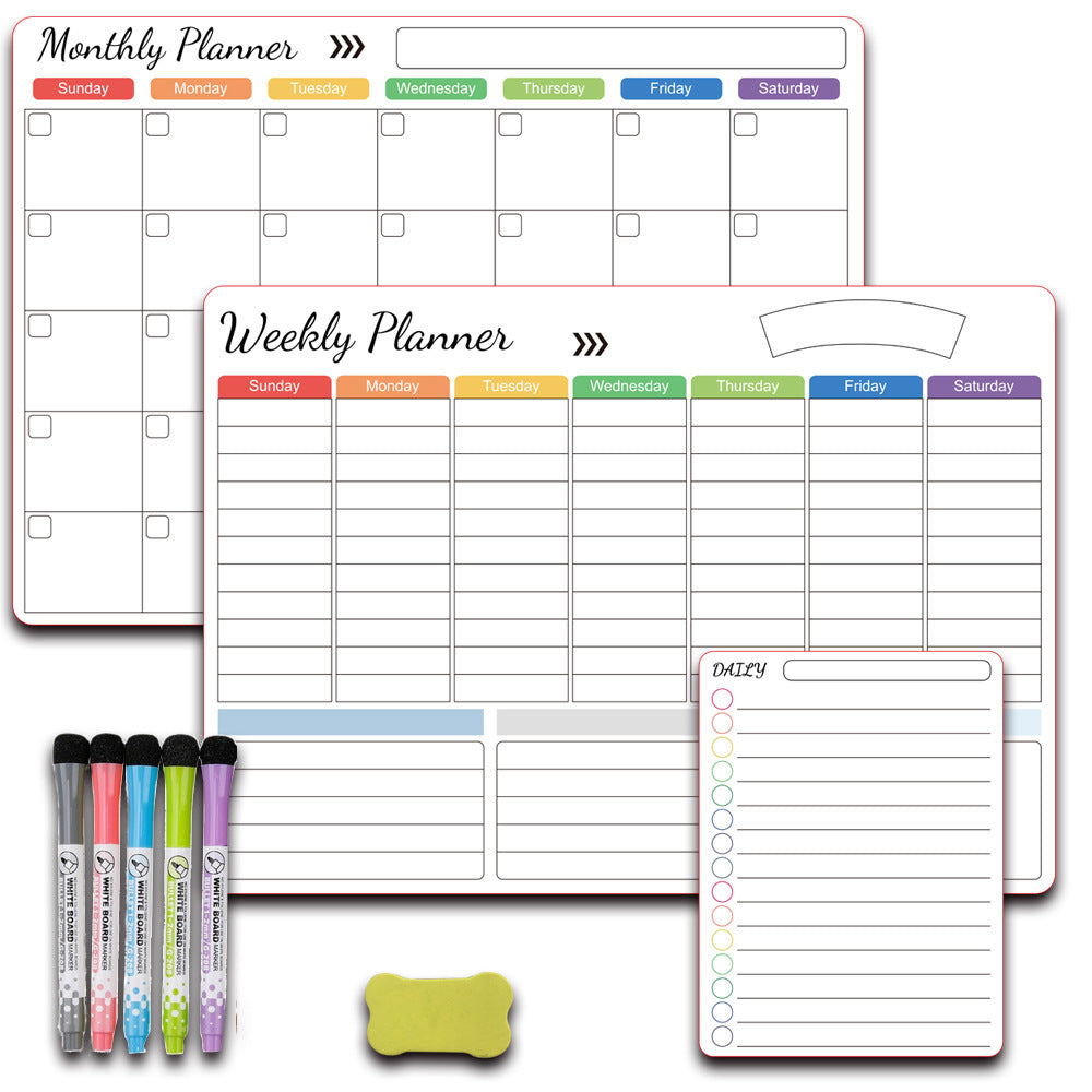 Calendar Magnetic White-board Wall Sticker Learning Schedule Refridgerator Magnets Message Board