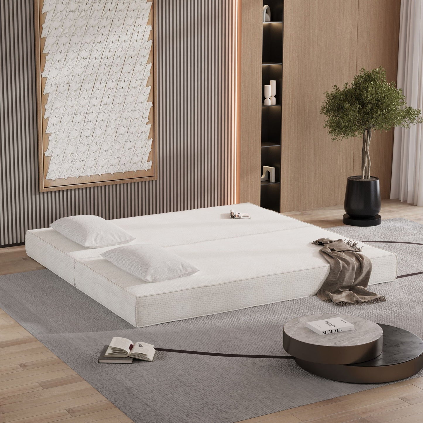 3 Seat Folding Floor Couch & King Size Bed Mattress
