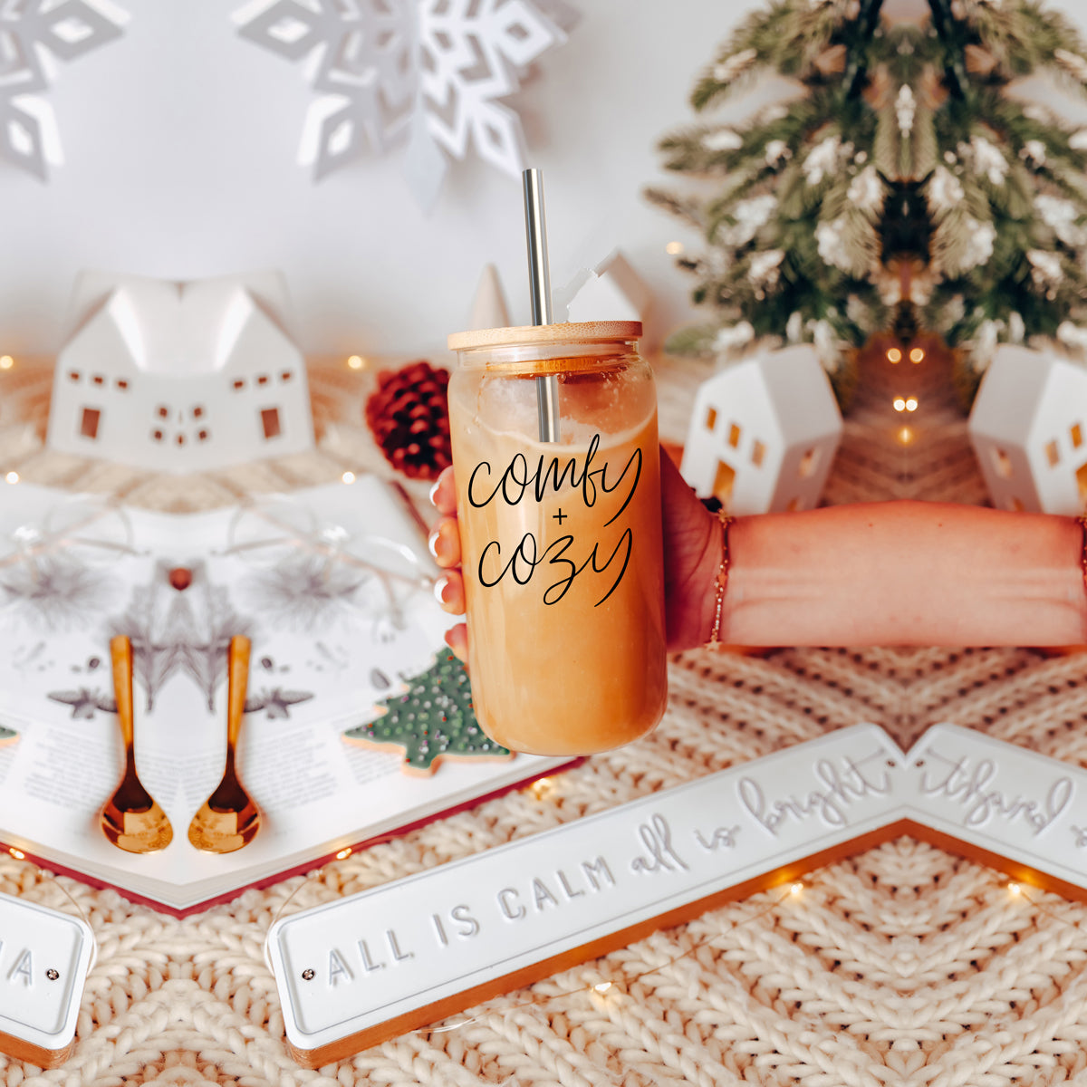 17oz Glass Tumbler With Bamboo Lid, 2 Stainless Straws And Straw Cleaner