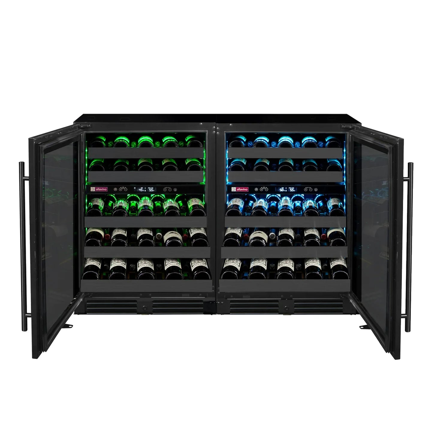 Allavino Reserva Series 100 Bottle 34" Tall Black Stainless Steel Side-by-Side Wine Cooler Refrigerator