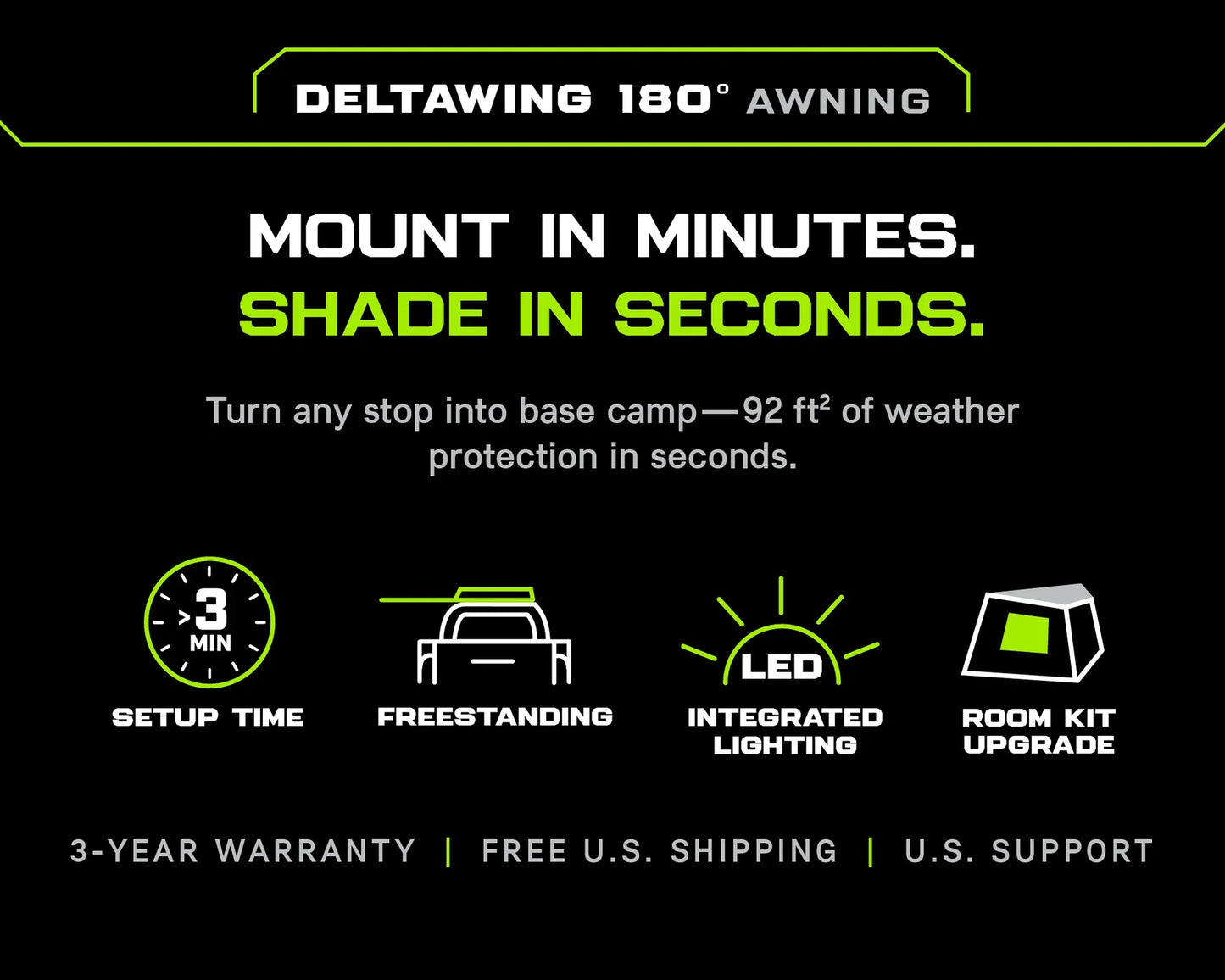 Ironman 4x4 DeltaWing 180° Vehicle Awning