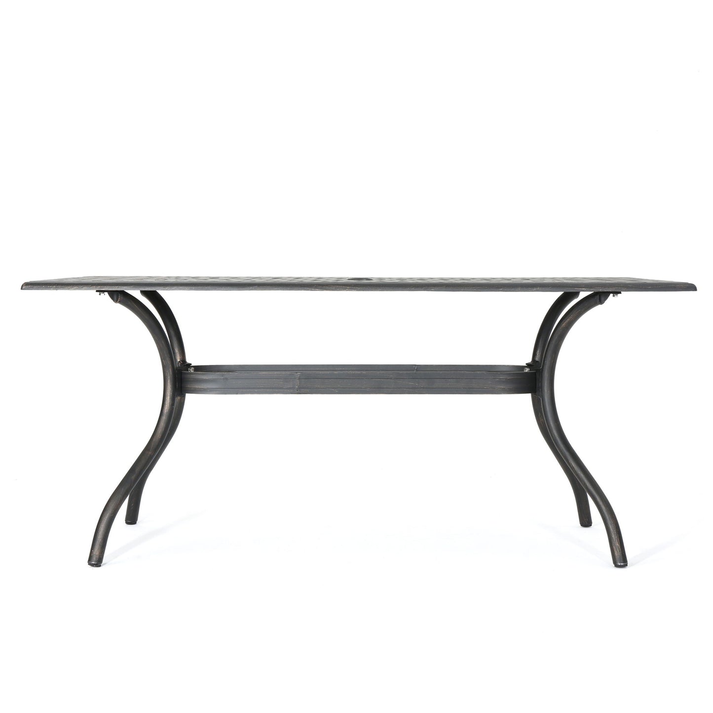 Enchantia Outdoor Rectangular Dining Table with Weave Tabletop and Flared Legs - Copper