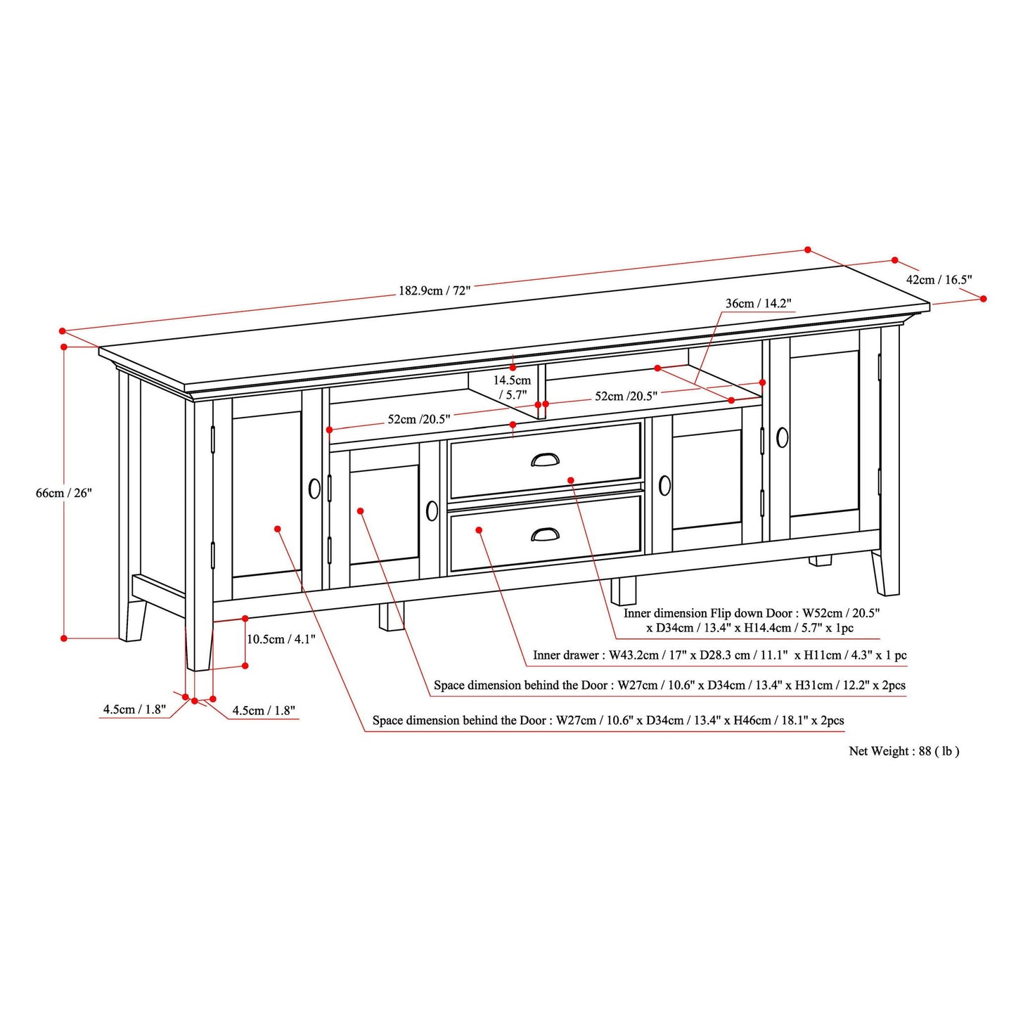 Redmond - TV Media Stand - Rustic Natural Aged Brown