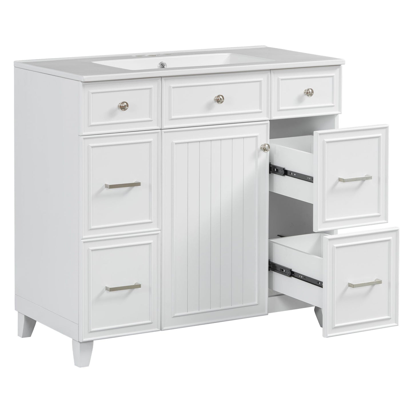Bathroom Vanity With Ceramic Sink, Soft Close Doors, Adjustable Shelves