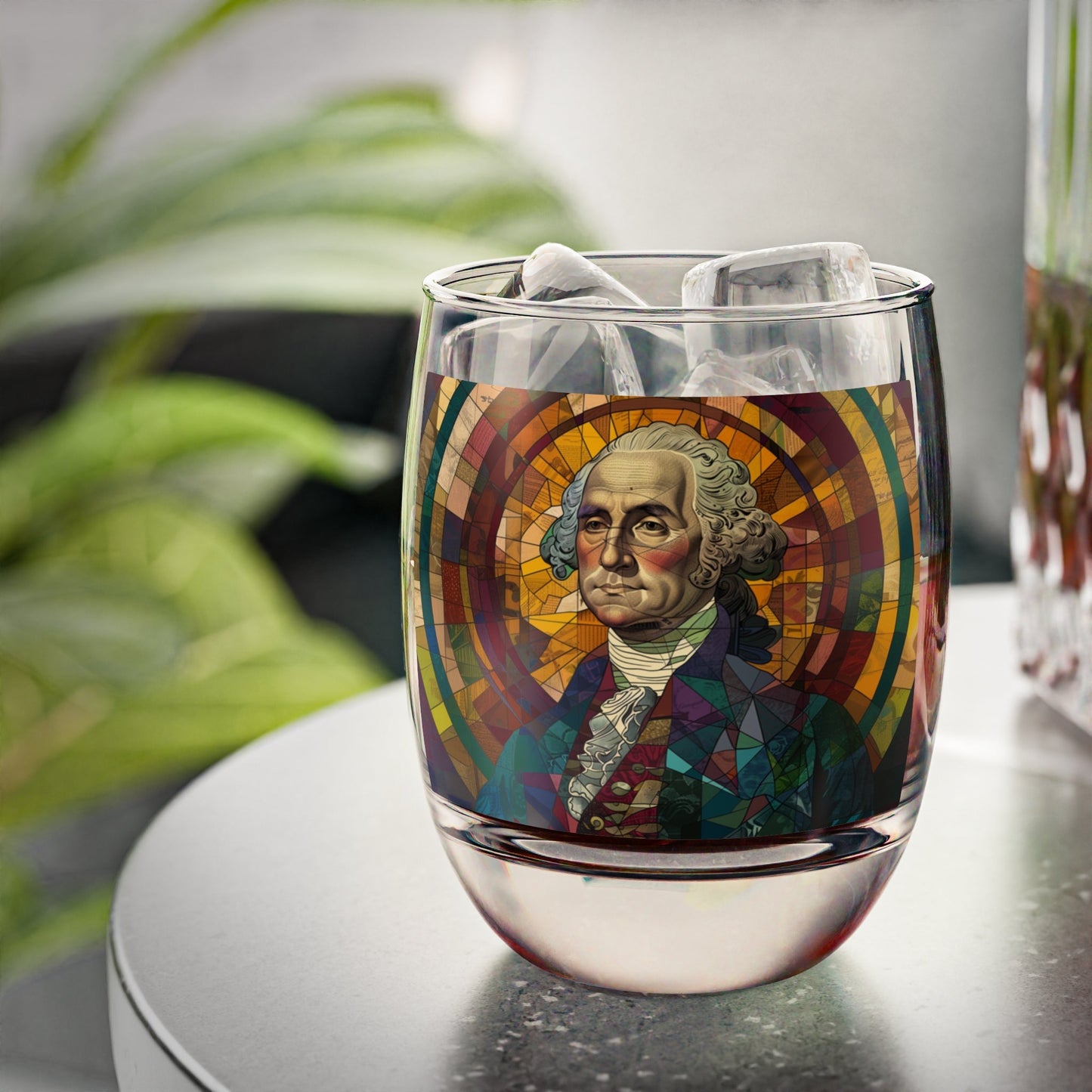 George Washington Stained Glass Whiskey Glass - 4LibertyShop.com