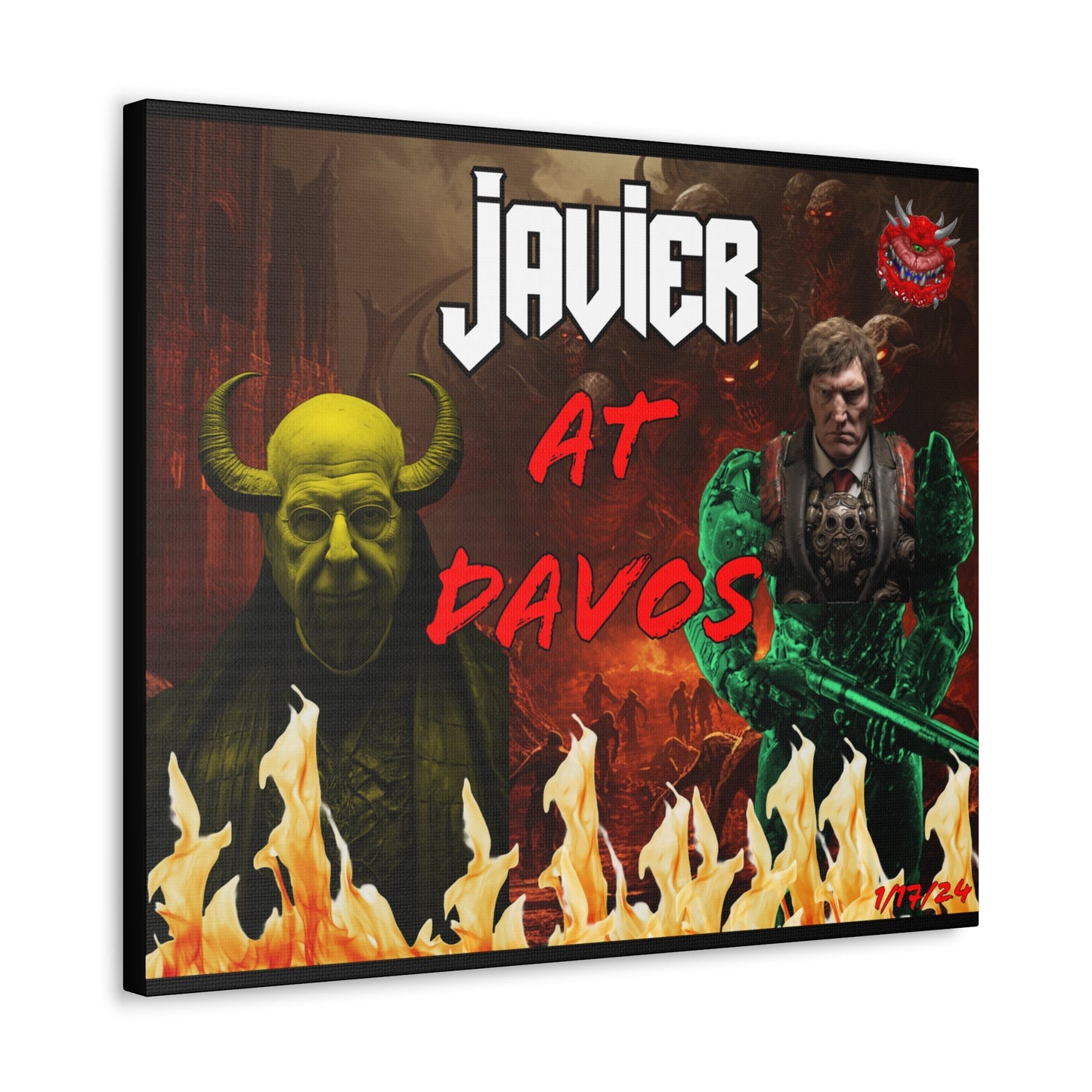 Javier Milei Space Marine in Davos Canvas Print