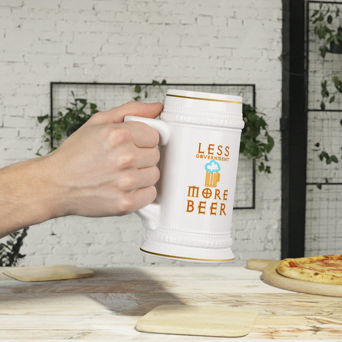 Walton & Johnson: Less Government More Beer Mug - 4LibertyShop.com