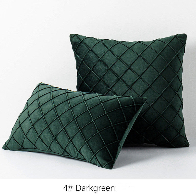 Diamond plaid velvet pillowcase