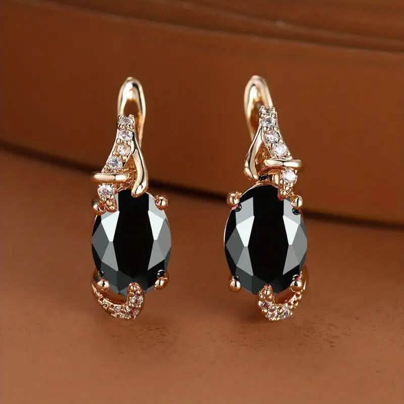 18K Gold Plated Blue Stone Stud Earrings