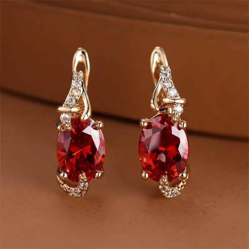 18K Gold Plated Blue Stone Stud Earrings