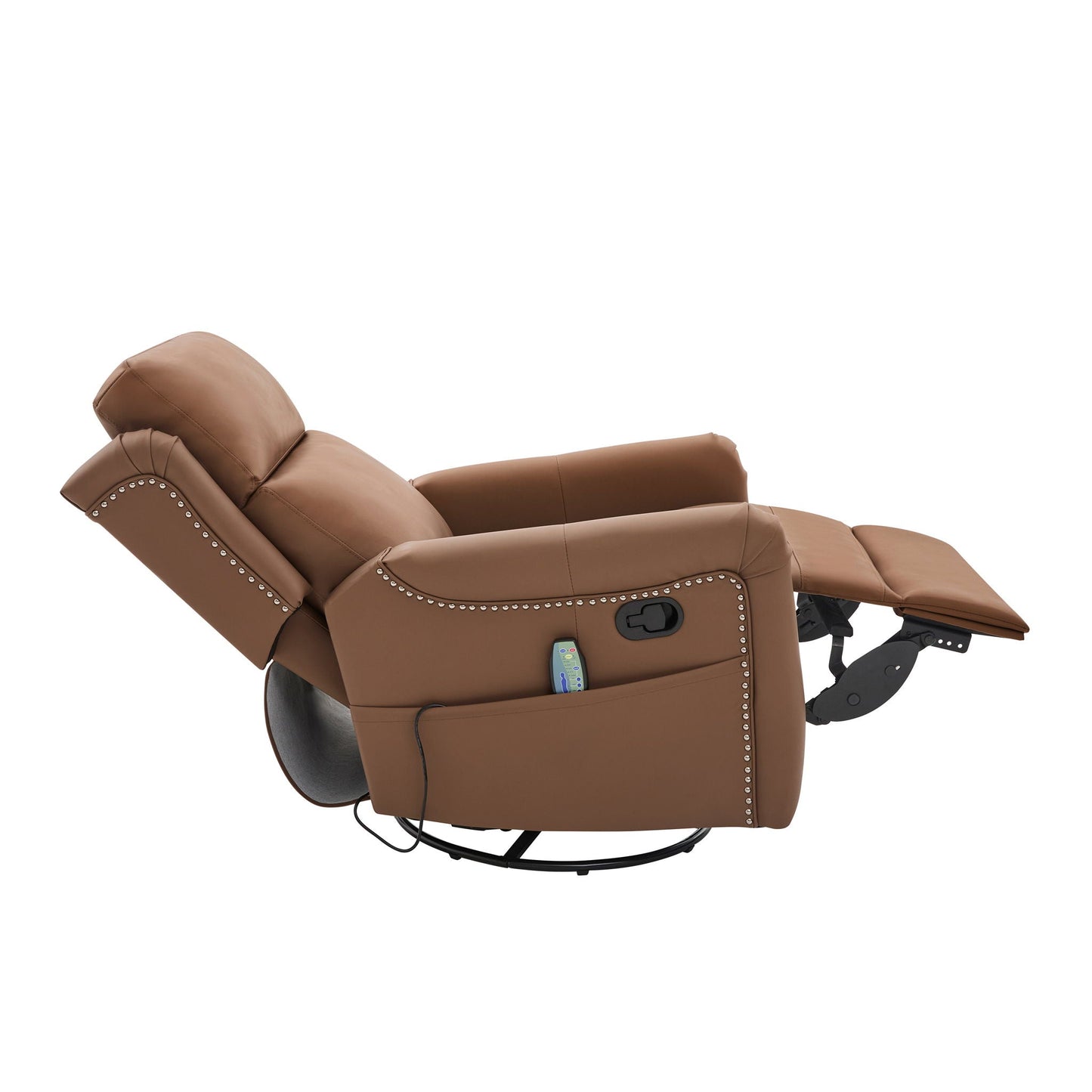 Manual Recliner Swivel Rocking Chair With 8-Point Massage and Heating