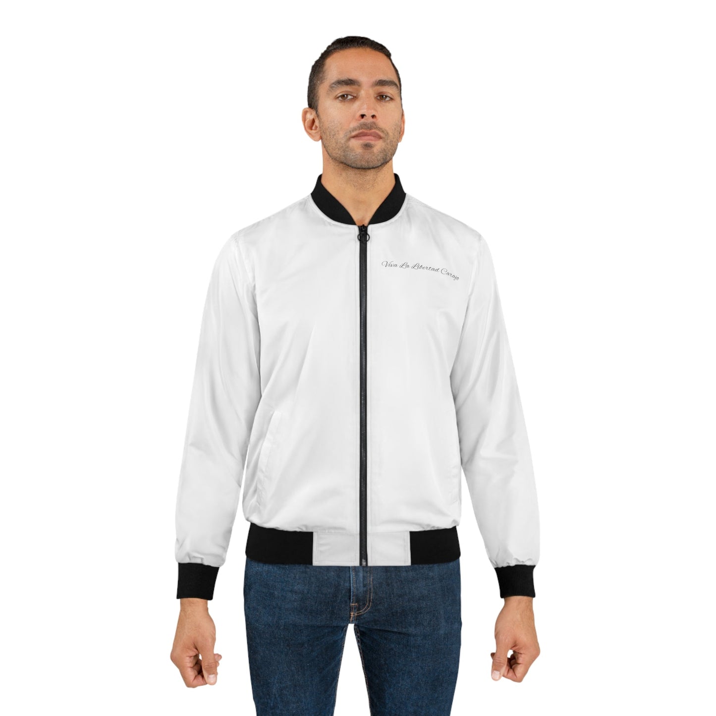 "Viva La Libertad Carajo" Javier Milei White Bomber Tribute Jacket - 4LibertyShop.com
