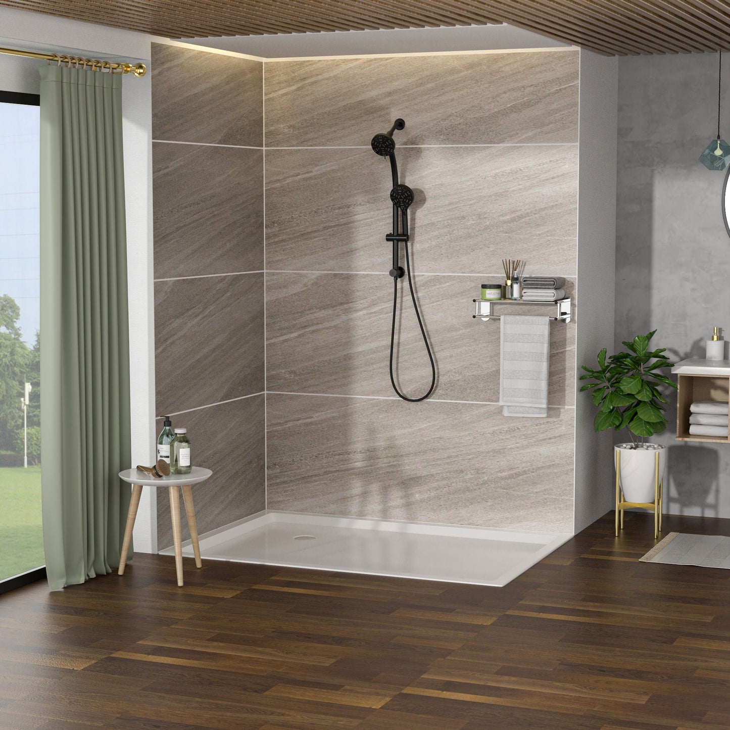 Multi Function Dual Shower Head System With 4.7" Rain Showerhead, 8 Function Hand Shower, Adjustable Slide Bar