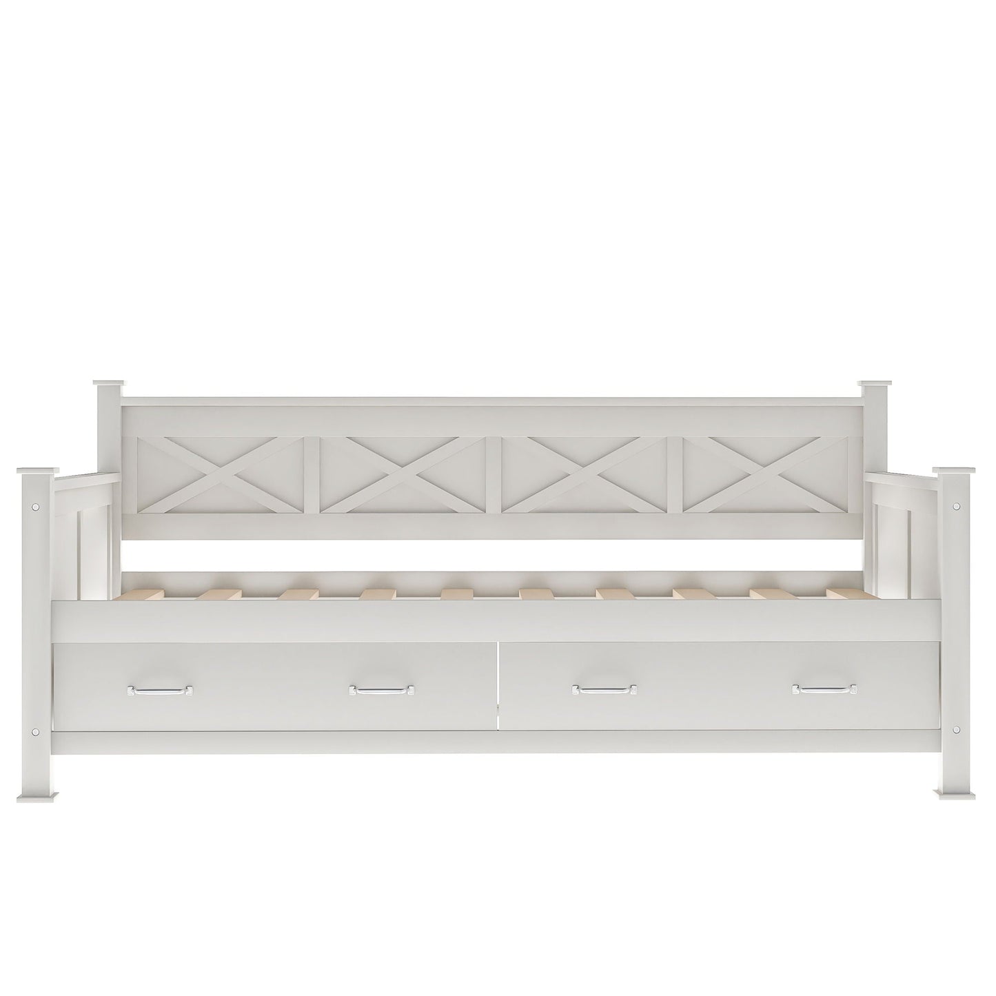 Modern Daybed With 2 Large Drawers, X Shaped Frame
