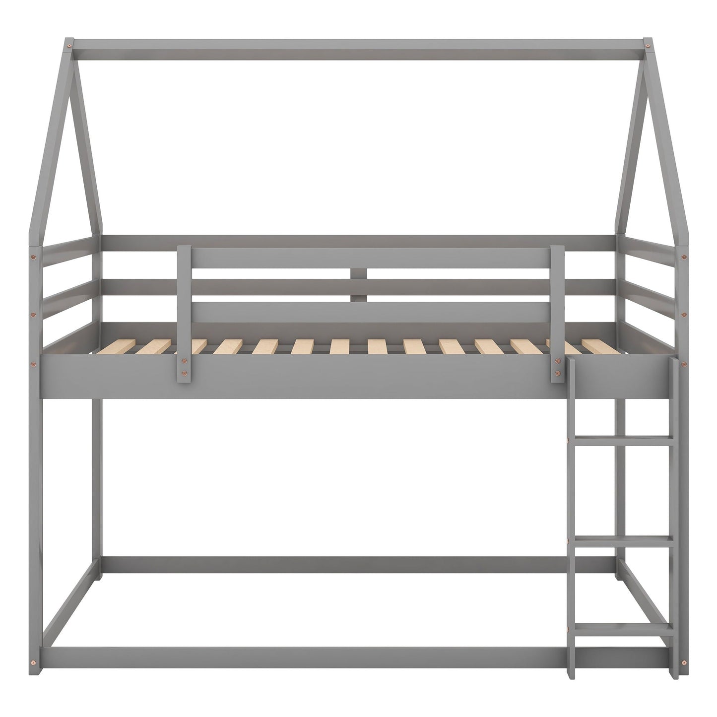 Low Bunk Bed With House Shaped Frame And Ladder