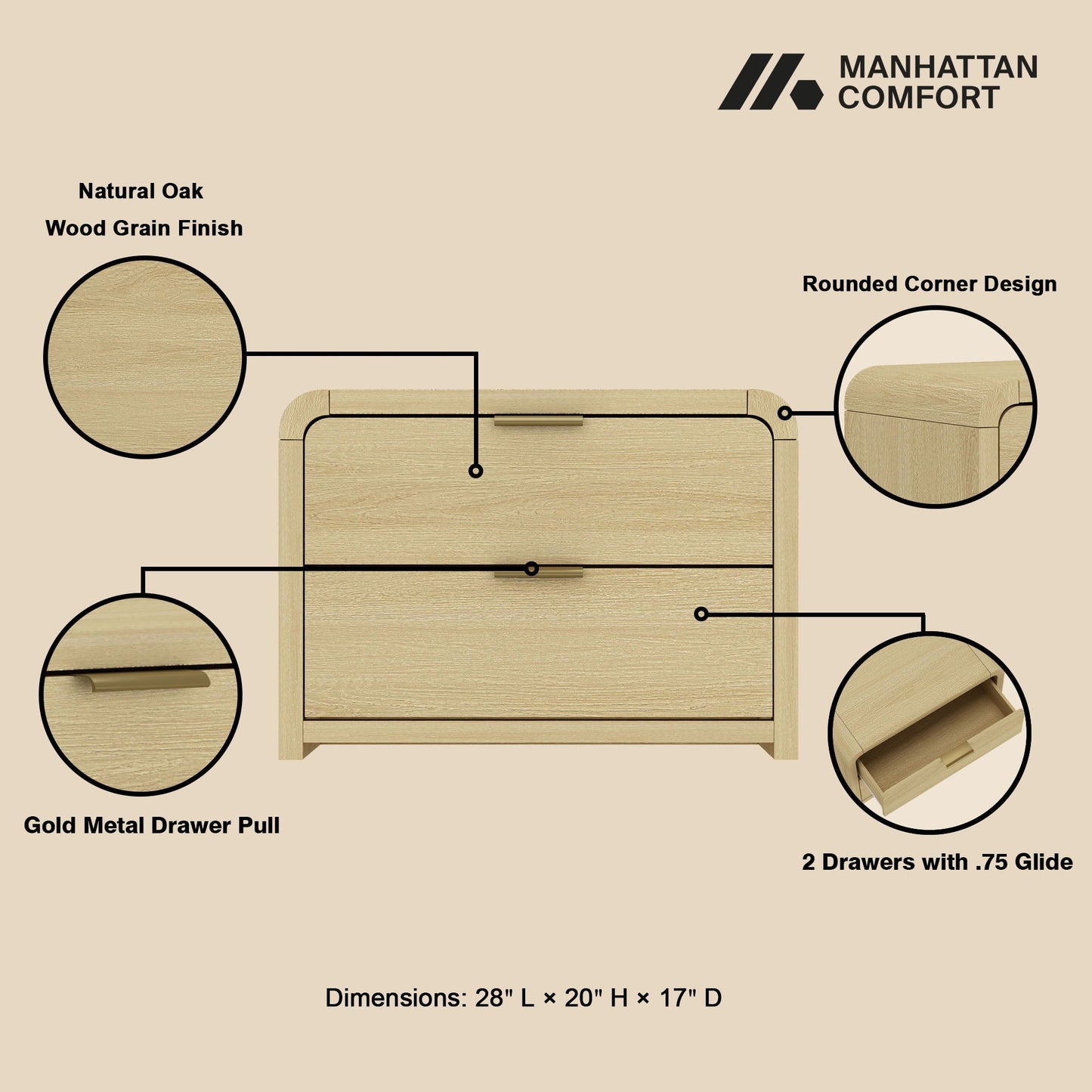 Grace - Nightstand With Modern Minimalist Design