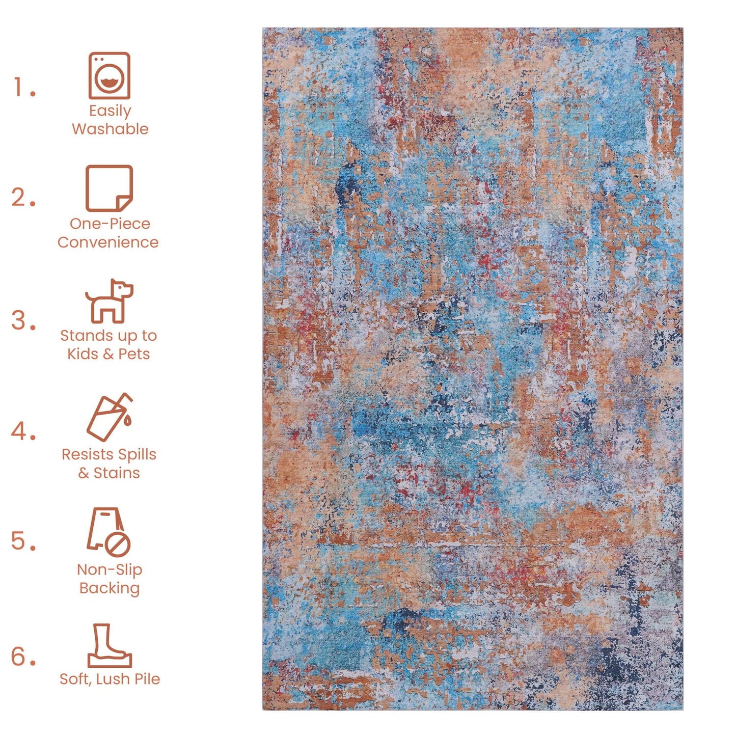 Maval - 6' X 9' Washable Area Rug - Multi