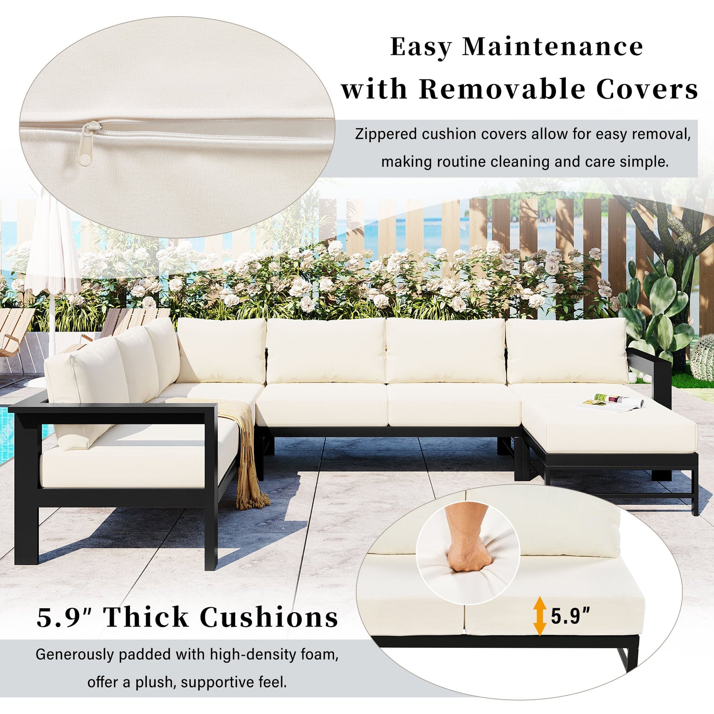 U-Style U-Shaped Outdoor Sectional Sofa Set