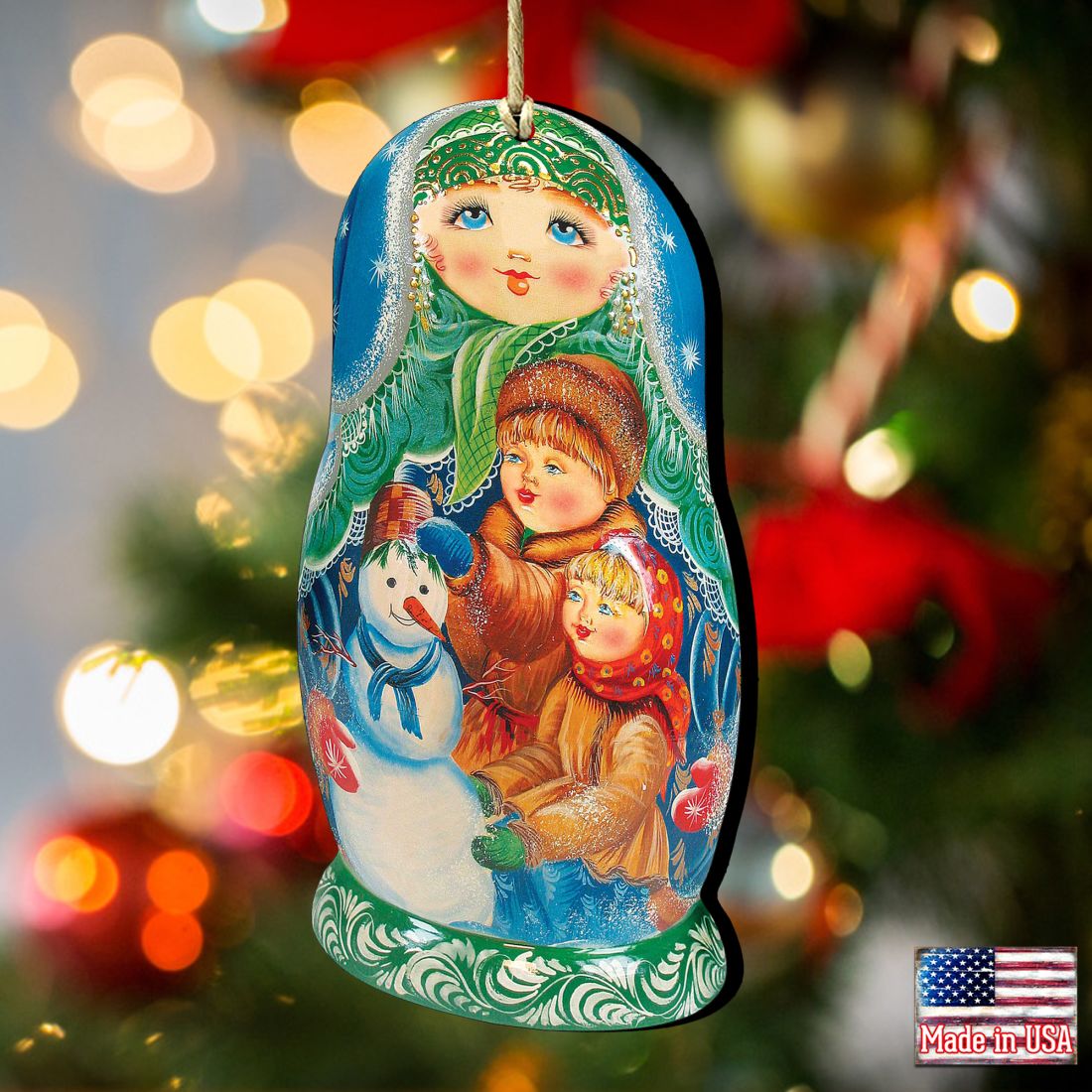 Snowman Play Matreshka Wooden Ornaments by G. DeBrekht - Christmas Decor - 8115932