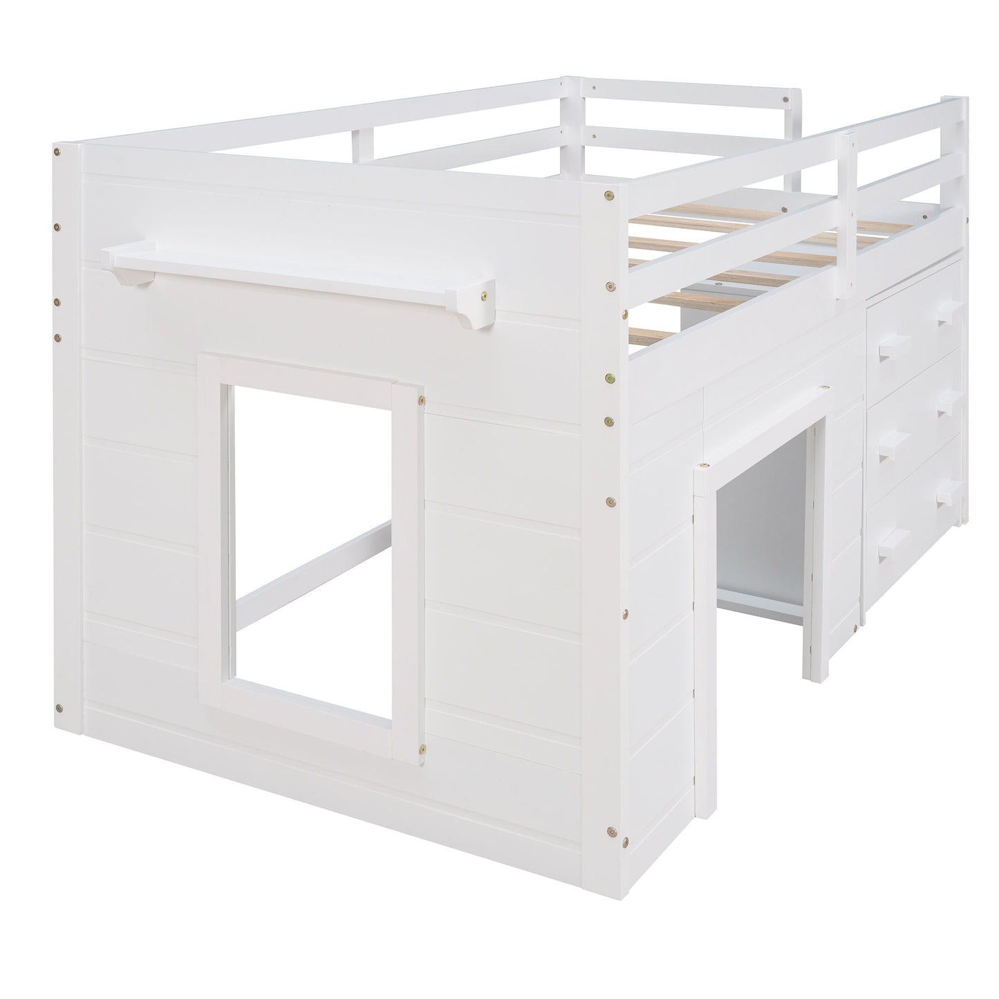 Loft Bed With Cabinet And Shelf