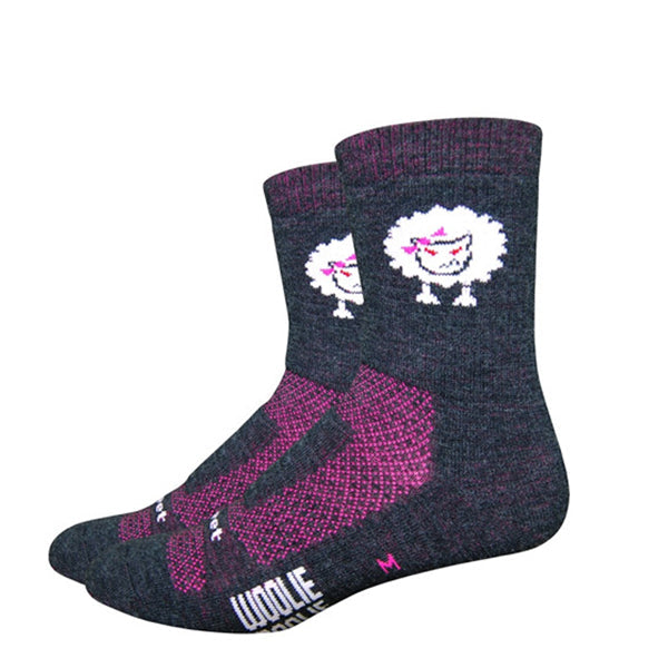 DeFeet Woolie Boolie 4" Baaad Sheep Socks 9.5-11.5 Charcoal