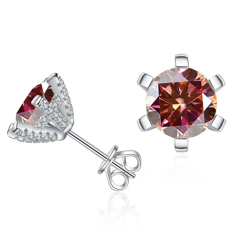 1ct D VVS Moissanite Stud Earrings 925 Sterling Silver 3EX Cut Women Daily