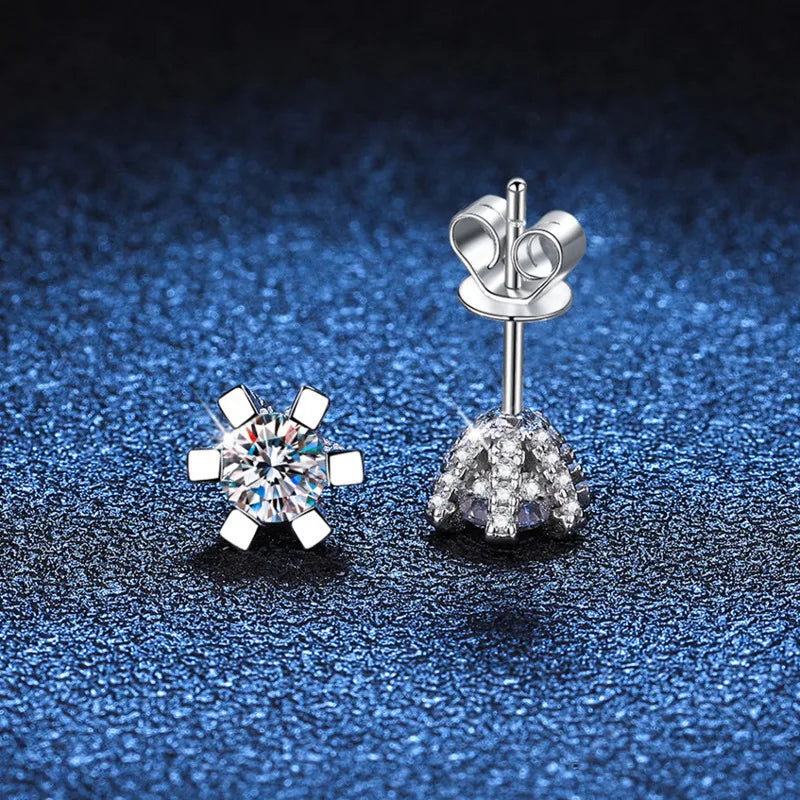 1ct D VVS Moissanite Stud Earrings 925 Sterling Silver 3EX Cut Women Daily