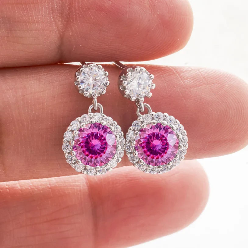 1ct Moissanite Drop Earrings For Women Sterling S925 18K White Gold Plated