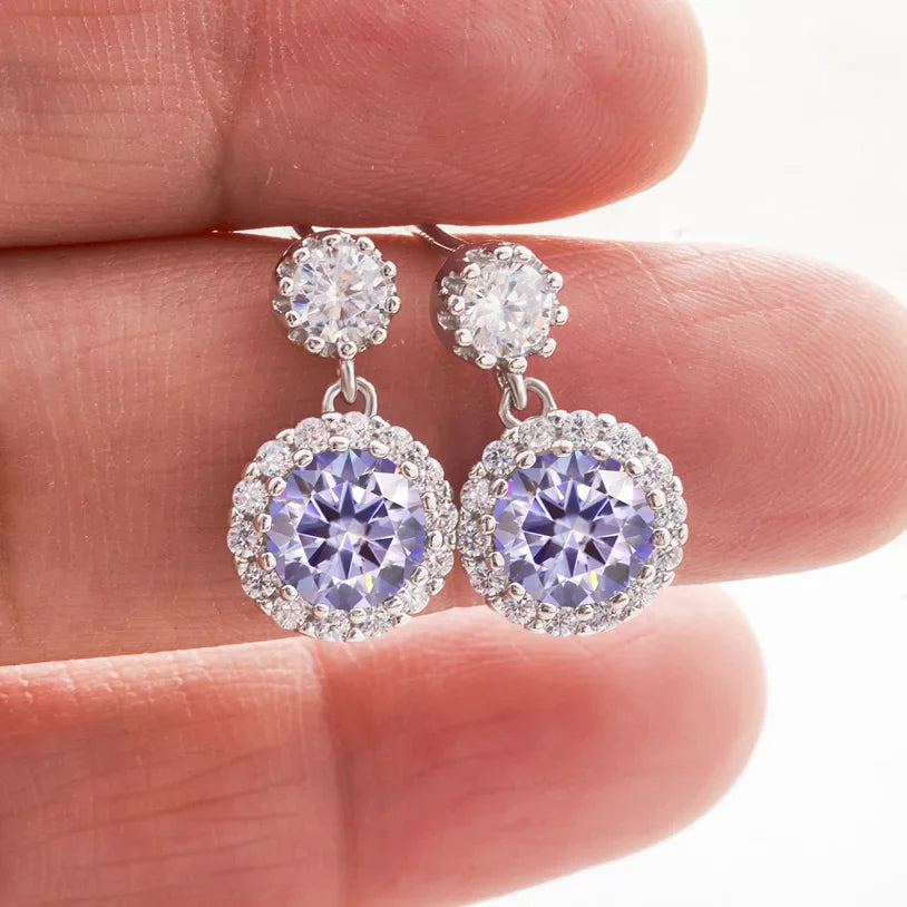 1ct Moissanite Drop Earrings For Women Sterling S925 18K White Gold Plated