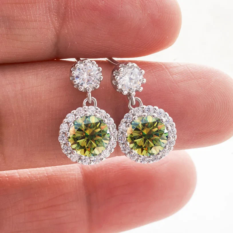 1ct Moissanite Drop Earrings For Women Sterling S925 18K White Gold Plated