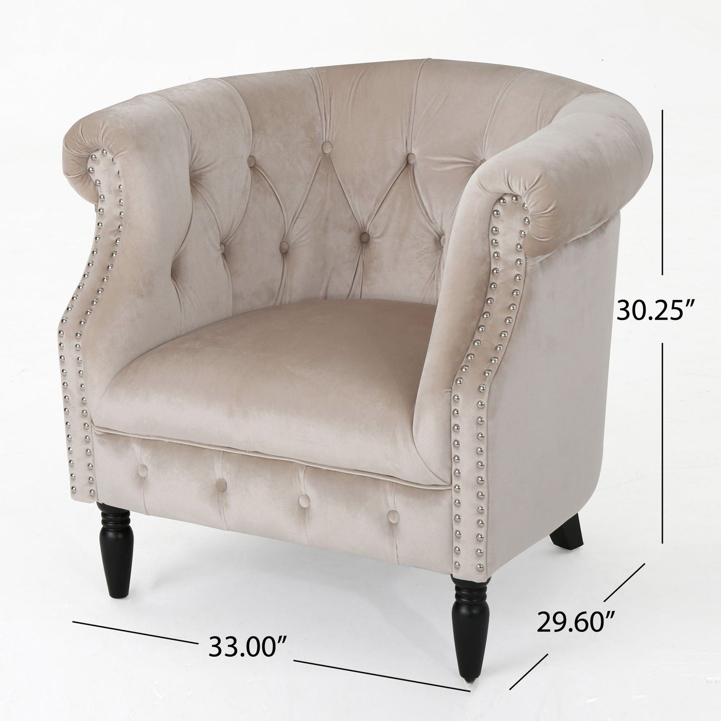 Celestialis Upholstered Club Chair with Tub Design and Rolled Recessed Armrests